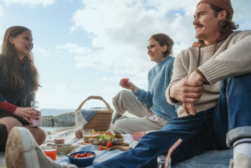 Ihmisiä piknikillä - Valion tuotteita